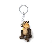 Unknown Keyring with Monkey and Banana, Wood and Metal, 11 cm (Brown)