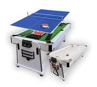 Unknown MATTEW WHITE 7Ft Multi-Game Table - Pool, Air Hockey, Tennis, Dining - White with Green Cloth