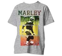 Unknown Men's Bob Marley Football Text T Shirt, Grey, L UK