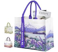 unkzyzn Extra Large Women's Canvas Tote Bag-Eco Friendly Waterproof Foldable for Wedding Beach Travel Commuter Work Shopping, Lavender