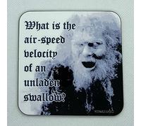 Unladen Swallow - Inspired by Monty Python and the Holy Grail - Drinks Coaster - Hardboard - 9cm x 9cm - Gloss Finish