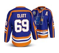 UNLC Doug Glatt #69 Halifax Highlanders Hockey Jersey - Navy Goon-Inspired Throwback, Stitched Letters, Adult Sizes S-5XL, Navy, M