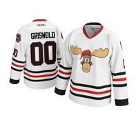 UNLC Griswold Moose Youth Clark #00 Hockey Jersey-X-Mas Vacation Stitched Letters & Numbers,Fan Apparel, Polyester, Kids S-XL, White, M
