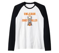 Unleash the Donkey Baller Donkey Basketball Player Raglan Baseball Tee