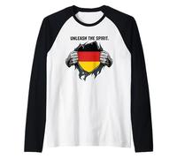 Unleash The German Spirit Chest Rip Raglan Baseball Tee