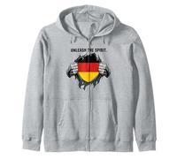 Unleash The German Spirit Chest Rip Zip Hoodie