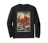 Unleash the Kraken Ukiyo-e Sea Monster Graphic Octopus Long Sleeve T-Shirt