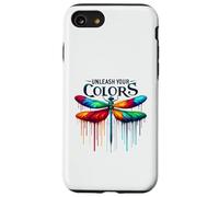 Unleash Your Colors Vibrant Paint Drip Dragonfly Art Case for iPhone SE (2020) / 7/8