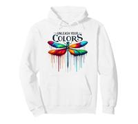 Unleash Your Colors Vibrant Paint Drip Dragonfly Art Pullover Hoodie