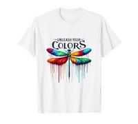 Unleash Your Colors Vibrant Paint Drip Dragonfly Art T-Shirt