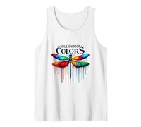 Unleash Your Colors Vibrant Paint Drip Dragonfly Art Tank Top