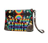 Unleash Your Gender Rainbow Slogan Stylish Leather Clutch Bag With Full-Print Design â€“ Durable Genuine Leather & Double-Sided Print, Multi-Functional Purse For Women & Girls