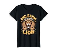 Unleash Your Inner Lion Faith Big Cat Value Graphic T-Shirt, Women, Black, M