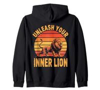 Unleash your inner lion Retro Zoo Animal Lion Zip Hoodie