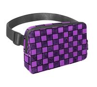 Unleash Your Wanderlust with our Travel Waist Pack, A Trendy Crossbody Bag for Running, Walking, Hiking, and Cycling, Purple Checkerboard Pattern