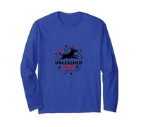 Unleashed & Loving It: Playful Dog Lover Long Sleeve T-Shirt, Adult Unisex, Royal Blue, XXL