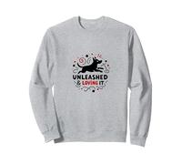 Unleashed & Loving It: Playful Dog Lover Sweatshirt, Adult Unisex, Heather Grey, M