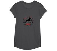 Unleashed & Loving It: Playful Dog Lover T-Shirt, Girls, Dark Heather Grey, Small