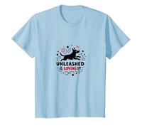 Unleashed & Loving It: Playful Dog Lover T-Shirt, Kids, Baby Blue, 8 Years