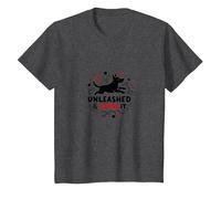 Unleashed & Loving It: Playful Dog Lover T-Shirt, Kids, Dark Heather Grey, 8 Years