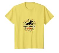 Unleashed & Loving It: Playful Dog Lover T-Shirt, Kids, Lemon, 8 Years