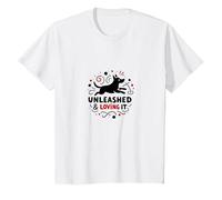 Unleashed & Loving It: Playful Dog Lover T-Shirt, Kids, White, 8 Years