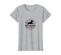 Unleashed & Loving It: Playful Dog Lover T-Shirt, Women, Heather Grey, XXL