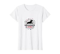 Unleashed & Loving It: Playful Dog Lover T-Shirt, Women, White, XXL