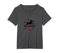 Unleashed & Loving It: Playful Dog Lover T-Shirt, Women's Plus, Dark Heather Grey, 2X