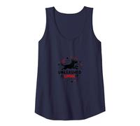 Unleashed & Loving It: Playful Dog Lover Tank Top, Women, Navy, M