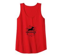 Unleashed & Loving It: Playful Dog Lover Tank Top, Women, Red, XL