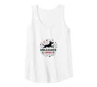 Unleashed & Loving It: Playful Dog Lover Tank Top, Women, White, XXL