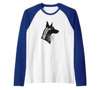 Unleashed Potential: Doberman Silhouette for Dog Lovers Raglan Baseball Tee, Men, Royal Blue/White, S