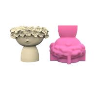 Unletters Silicone Planter Mold, Flower Pot Moulds for Concrete DIY, Little Girl Flower Pots Mold Epoxy Resin Molds Pen Holder Candle Holder Cement Planter Silicone Mould Home Decorations