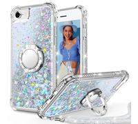 Unlicaku for iPhone SE 2022/2020/8/7 Case - Holographic Sparkle Glitter Cute Diamond Ring Protective Phone Case, Clear Silver