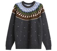 Unlikely Dry Goods Men's Fair Isle Duck Knit Sweater Charcoal Gray