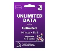 Unlimited Data Sim 12 Month Preloaded Data SIM - UK Only - 4G/5G Mobile Broadband - For Routers, Tablets, Phones, Laptops + IoT Devices - £236.00 Annual Fee - No Credit Check (Three)