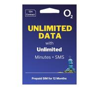 Unlimited Data Sim 12 Month Preloaded Data SIM - UK Only - 4G/5G Mobile Broadband - For Routers, Tablets, Phones, Laptops + IoT Devices - £221.50 Annual Fee - No Credit Check (O2)