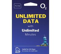 UNLIMITED UK DATA SIM and UNLIMITED MINUTES + SMS - 4G/5G O2 SIM card - Prepaid Sim, Not Pay as You Go. (30 days).