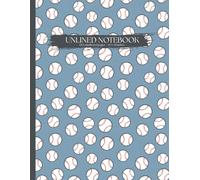 Unlined Notebook: Classic Baseball Pattern | Blue Background with Red Stitch Baseballs: Sports Sketchbook for Drawing, Doodling & Journaling