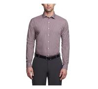 UNLISTED Kenneth Cole by Men's Slim Fit Check Spread Collar Dress Shirt, Burgundy, 15"-15.5" Neck 34"-35" Sleeve