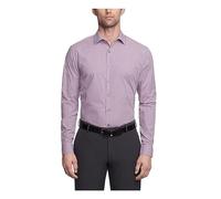 UNLISTED Men's Dress Shirt Slim Fit Checked and Stripes (Patterned), Raspberry, 43/44 cm Neck 91/94 cm Sleeve