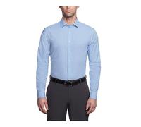 UNLISTED Kenneth Cole Men's Dress Shirt Slim Fit Checks and Stripes (Patterned), Sky Blue, 17"-17.5" Neck 36"-37" Sleeve