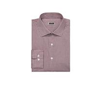 UNLISTED Men's Dress Shirt Slim Fit Checks and Stripes (Patterned), Burgundy, 14"-14.5" Neck 32"-33" Sleeve
