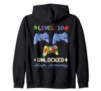 Unlock Gamer Game Age 10 Year Old Puzzle Autism Awareness Zip Hoodie