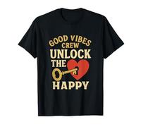 Unlock The Happy Gold Key Heart Graphic T-Shirt