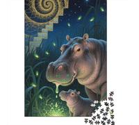 Unlock The Mystery of Hippopotamus - 1000 Piece Puzzle in Premium Wood for Adults - A Must-Have for Puzzle Enthusiasts