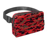 Unlock Your Outdoor Potential, Discover The Versatility of our Crossbody Bag, a Travel Waist Pack for Men and Women, Perfect for Running, Walking, Hiking, and Cycling, Red Camouflage Pattern
