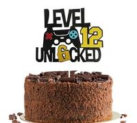 Unlocked Sign Cake Topper, Happy Birthday Cake Topper Personalised, Gaming Birthday Decorations for Boys, Gamer Cake Toppers, Game Movie Theme Teenager Bday Party Event Celebration Supplies (12)