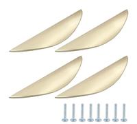 Unlorspy 4Pcs Half Moon Cabinet Pull Handles 150mm/5.9 Inch Total Length Zinc Alloy Semicircle Hardware Pulls with Screws for Kitchen Bedroom Cabinets (Brushed Brass, Hole Center 96mm/3.78 Inch)